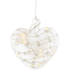Sirius Sweet Christmas Hjertedekoration 10 cm, Klar/Hvid