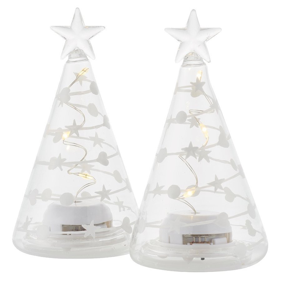 Sirius Sweet Christmas Lichtdekoration Baum 2er Set H11,5 cm, Klar/Weiß