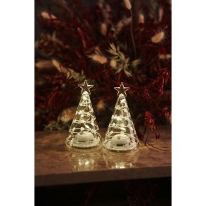 Sirius Sweet Christmas Lysdekoration Træ 2 stk. H11,5 cm, Klar/Hvid