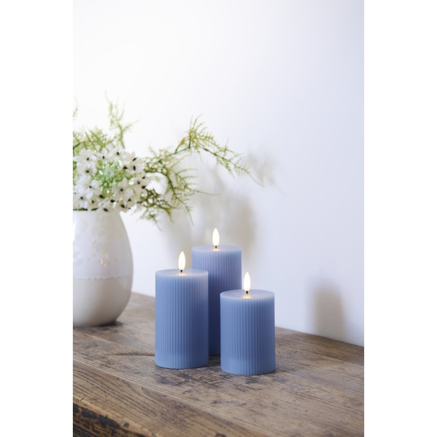 Sirius Smilla Wiederaufladbare Blockkerze 3er Set, Blau