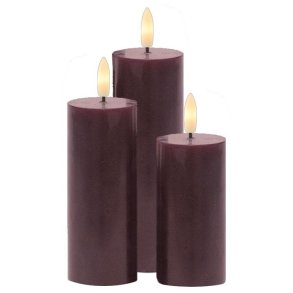 Sirius Sille Bloklys LED Genopladelig 3 stk. Ø5 cm, Bordeaux