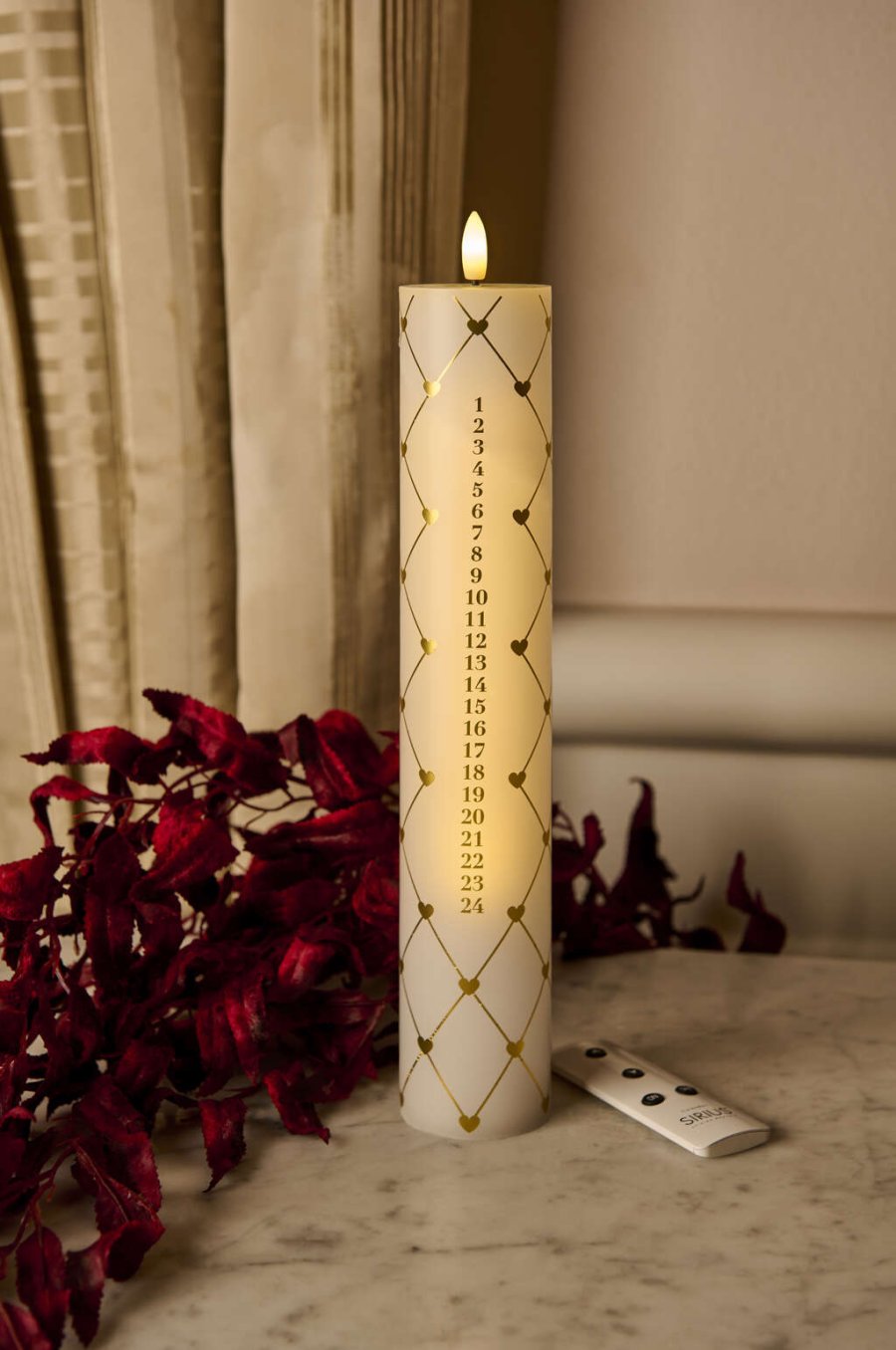 Sirius Sille Kalenderlys Special Edition 2023 H29 cm, Hvid/Guld