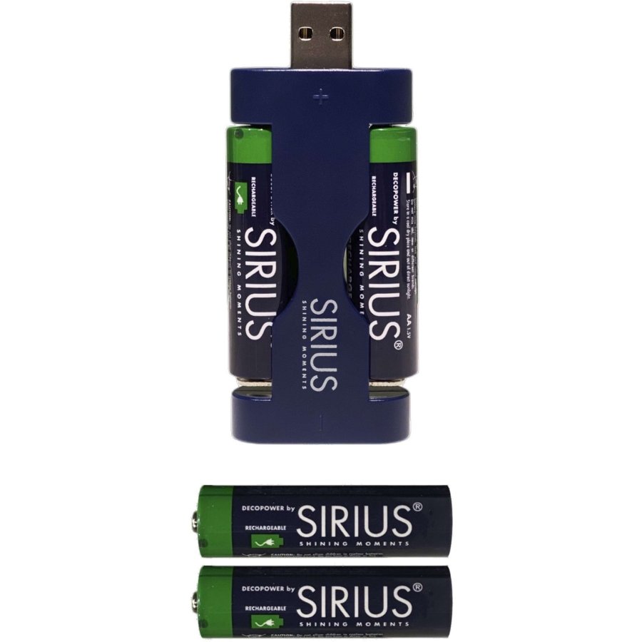 Sirius DecoPower USB-Ladegert 4er Set Wiederaufladbare AA-Batterien