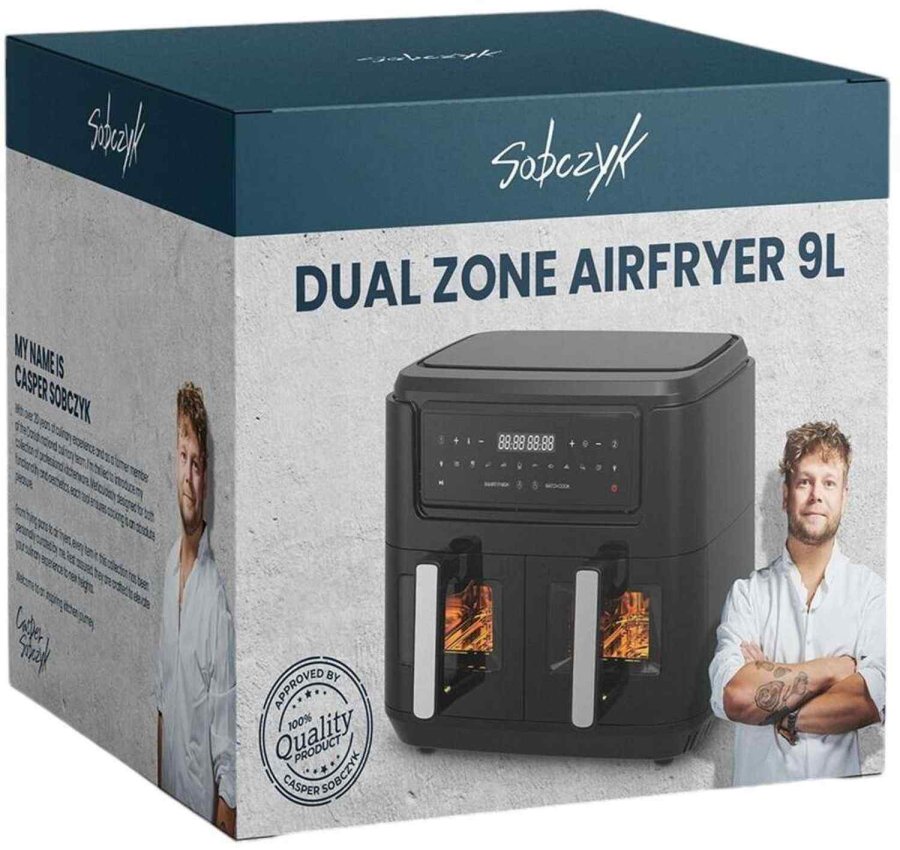 Sobczyk Dual Zone Airfryer 9 L, Sort