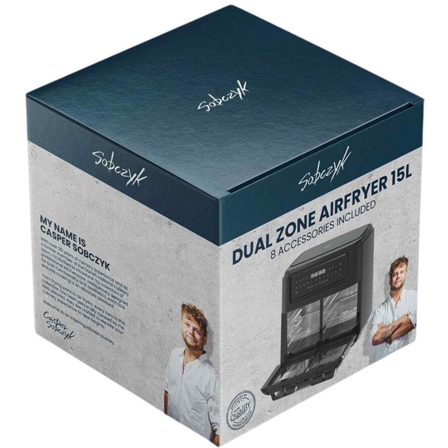 Sobczyk Dual Zone Airfryer inkl. Tilbehr 15 L, Sort