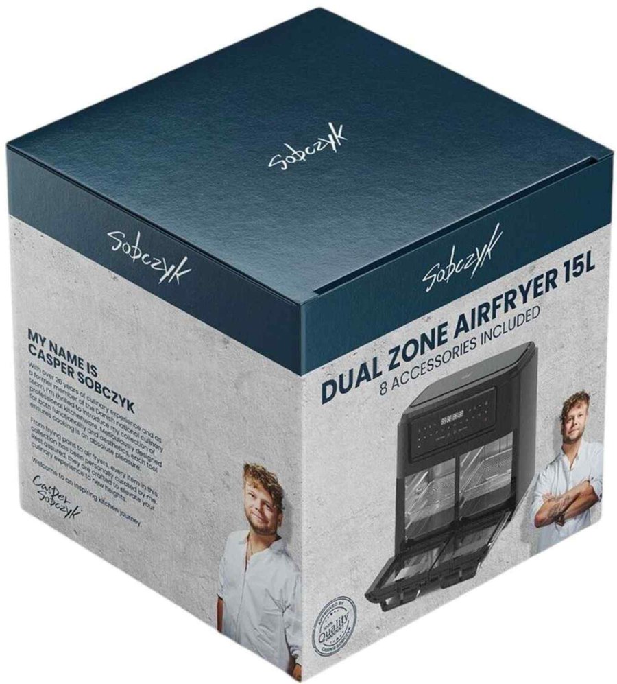 Sobczyk Dual Zone Airfryer inkl. Tilbehr 15 L, Sort