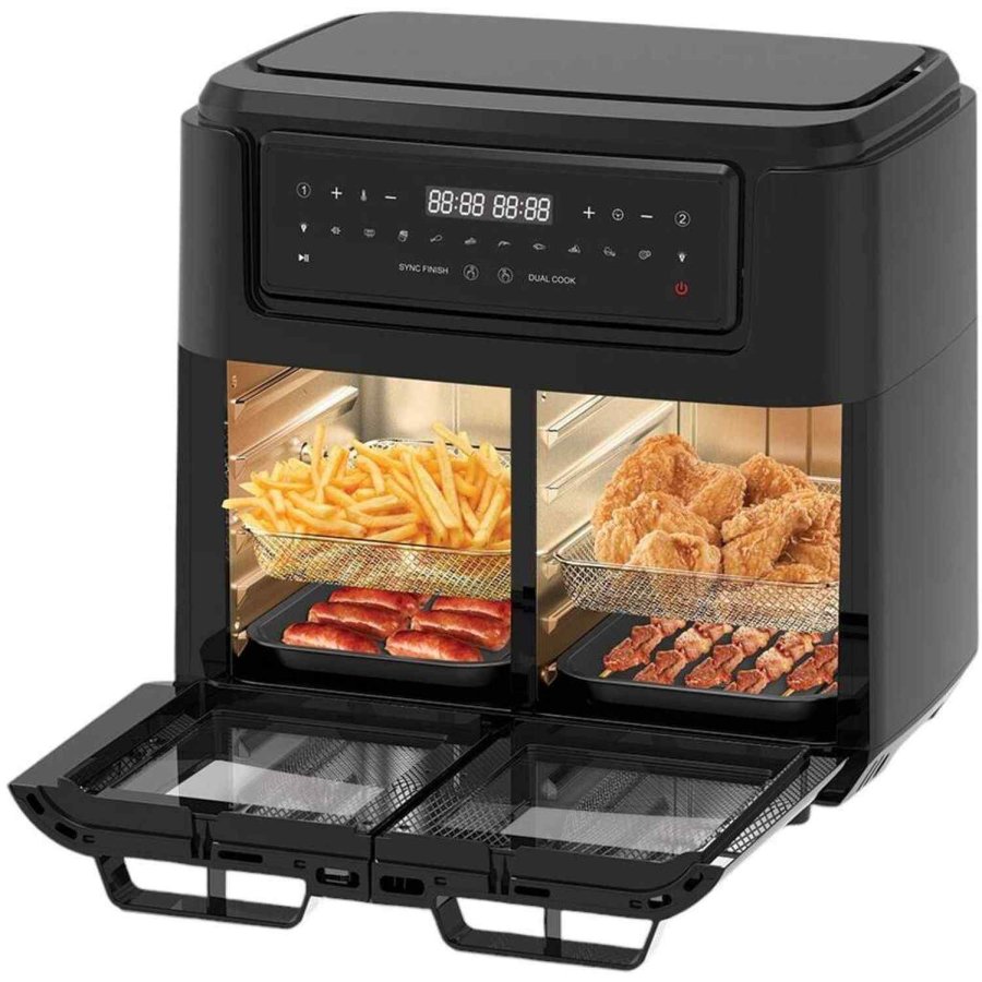 Sobczyk Dual Zone Airfryer inkl. Tilbehr 15 L, Sort