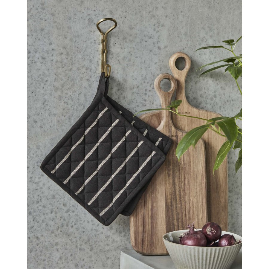 House Doctor Chef Topflappen 2er Set 22,5x22,5 cm, Schwarz/Weiß