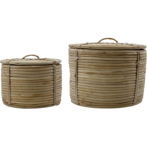 House Doctor Round Korb 2er Set, Rattan