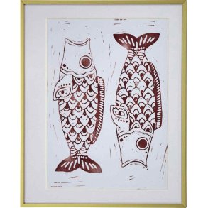 House Doctor Fish Wandkunst 40x50 cm, Bordeaux