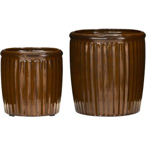 House Doctor Groove Blumentopf 2er Set, Braun