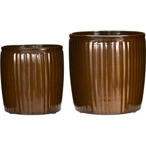 House Doctor Groove Blumentopf 2er Set, Braun