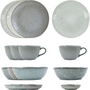 House Doctor Rustic Brunch-Set 16er Set, Grau/Blau