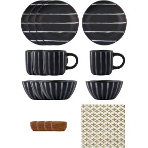 House Doctor Line Brunch-Set 17er Set, Schwarz/Braun