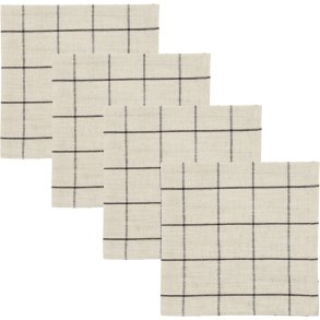 House Doctor Join Stoffserviette 4er Set 40x40 cm, Schwarz/Gebrochenes Wei