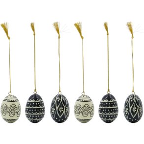 House Doctor Deco Ornament 6 stk. H5 cm, Sort/Råhvid