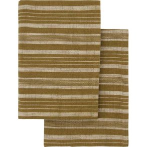 Meraki Viskestykke 2 stk. 70x50 cm, Mrk Oliven