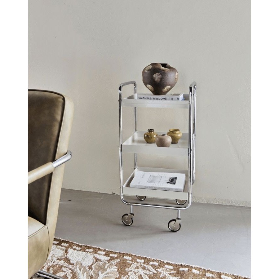 House Doctor Roll Trolley 85x42 cm, Silberfarbenes Finish