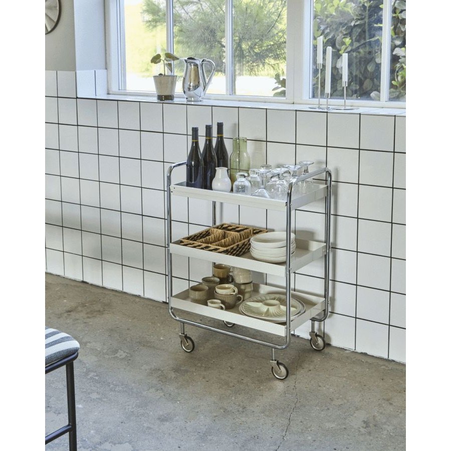 House Doctor Roll Trolley 85x62 cm, Silberfarbenes Finish
