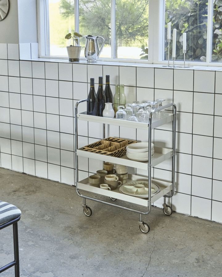 House Doctor Roll Trolley 85x62 cm, Silberfarbenes Finish