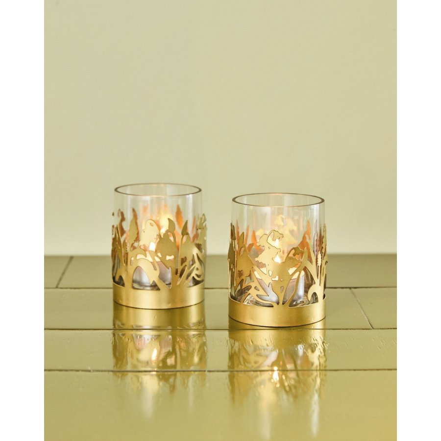 House Doctor Lily Fyrfadsstage 2 stk. H9,5 cm, Antik Messingfinish