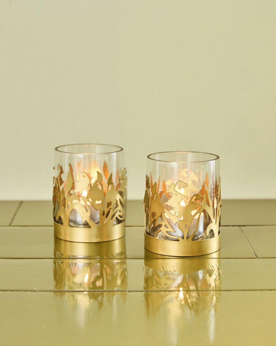 House Doctor Lily Fyrfadsstage 2 stk. H9,5 cm, Antik Messingfinish