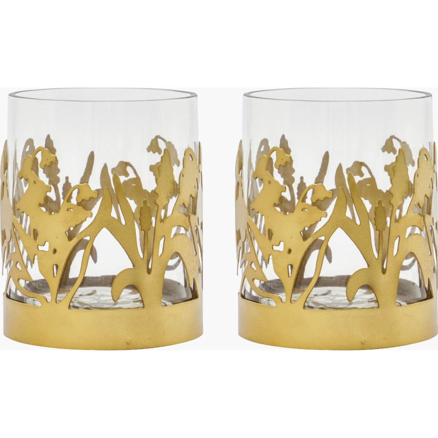 House Doctor Lily Fyrfadsstage 2 stk. H9,5 cm, Antik Messingfinish