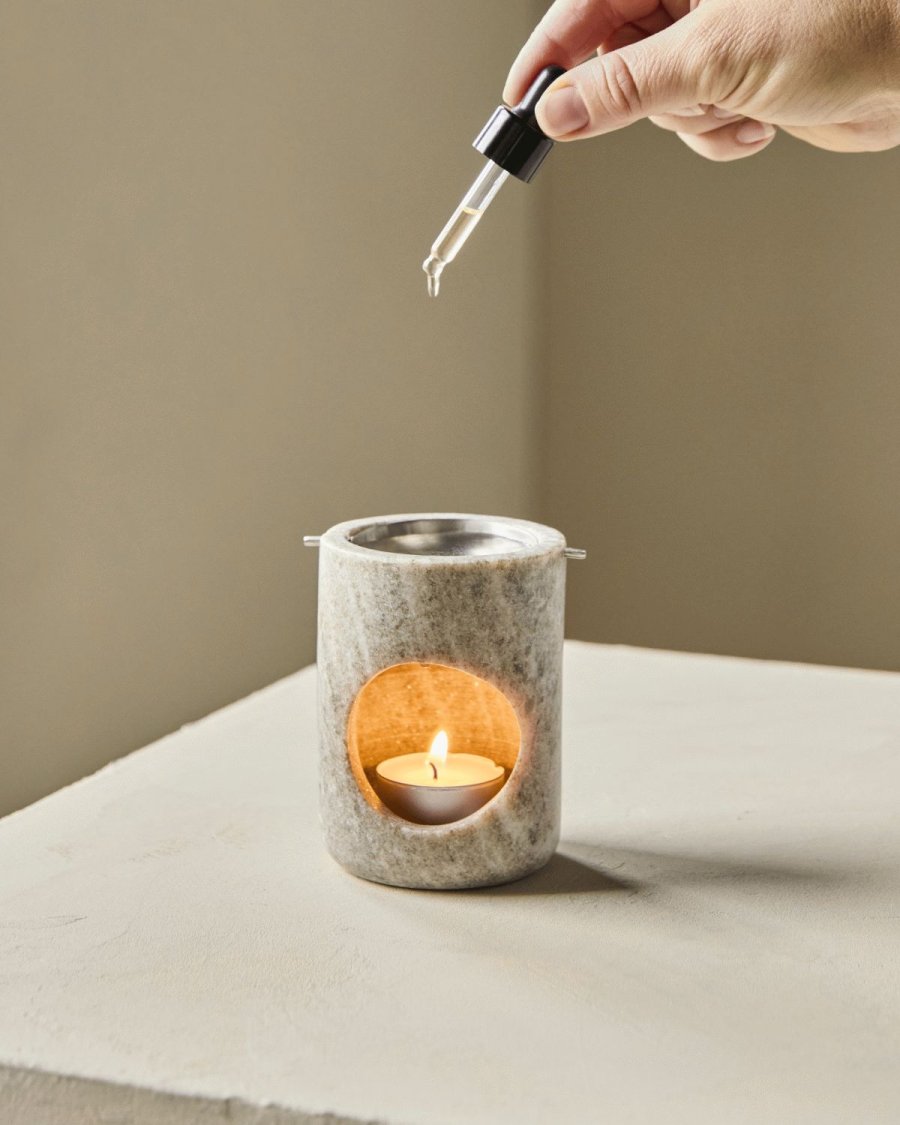 Meraki Marble Oliebr�nder, Beige/S�lvfinish