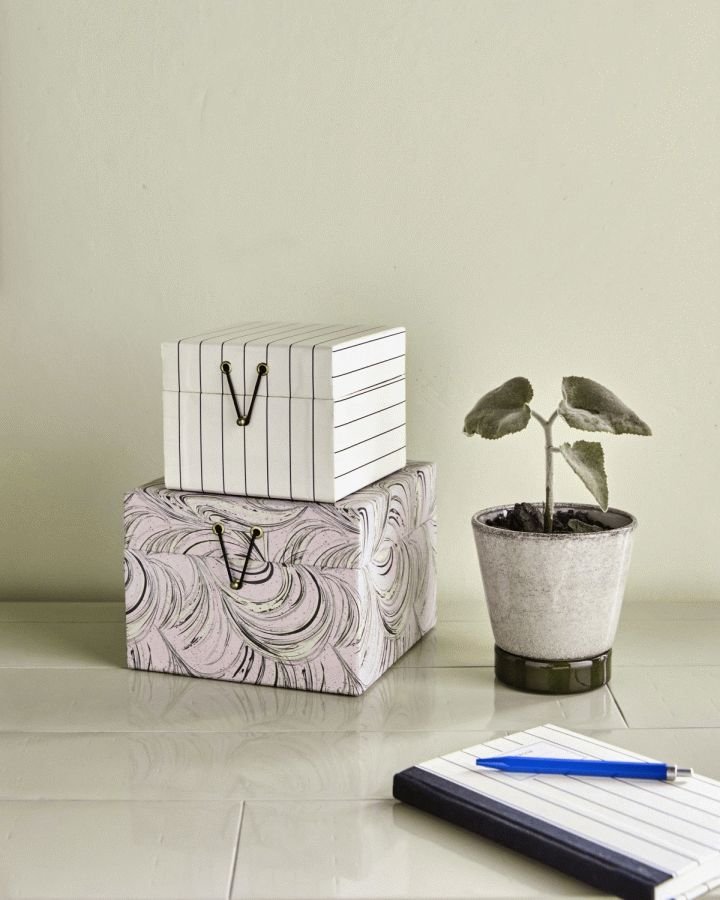 House Doctor Keep Opbevaringskasse 2 stk. 20x20 cm, Sand/Lyser�d