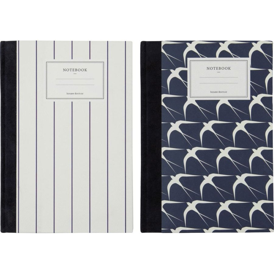 House Doctor Note Notesbog 2 stk. 15x21 cm, M�rkebl�/Sand