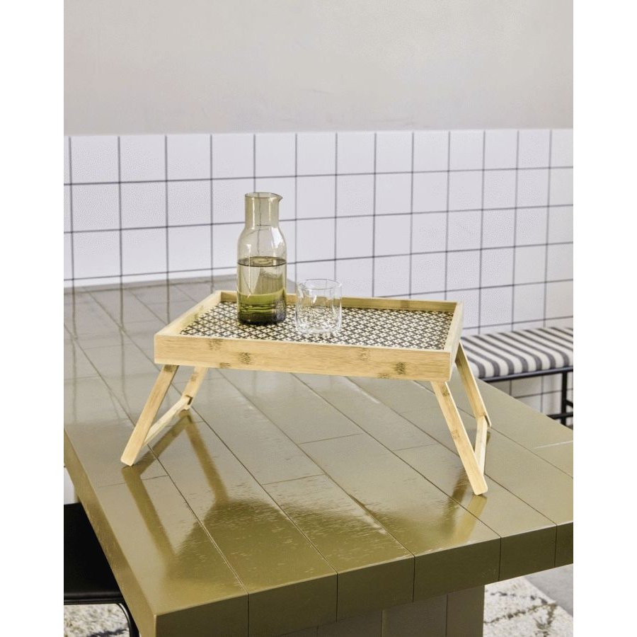 House Doctor Tray Bakkebord 50 cm, Sort/Natur