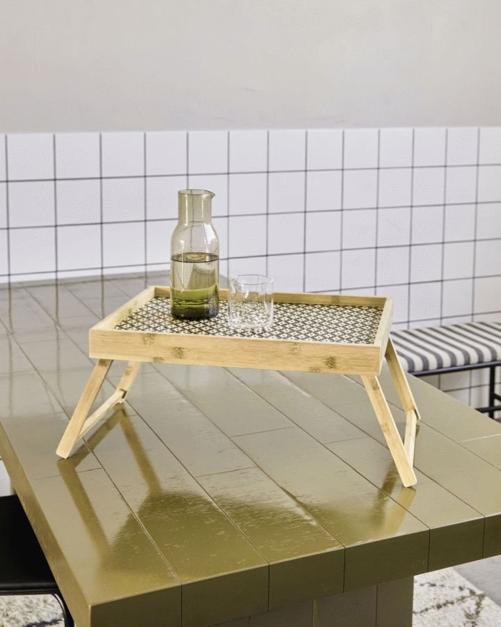 House Doctor Tray Bakkebord 50 cm, Sort/Natur