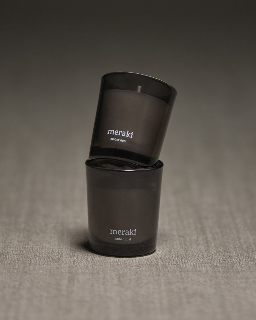 Meraki Duftkerze 2er Set �6/H7 cm, Amber Dust