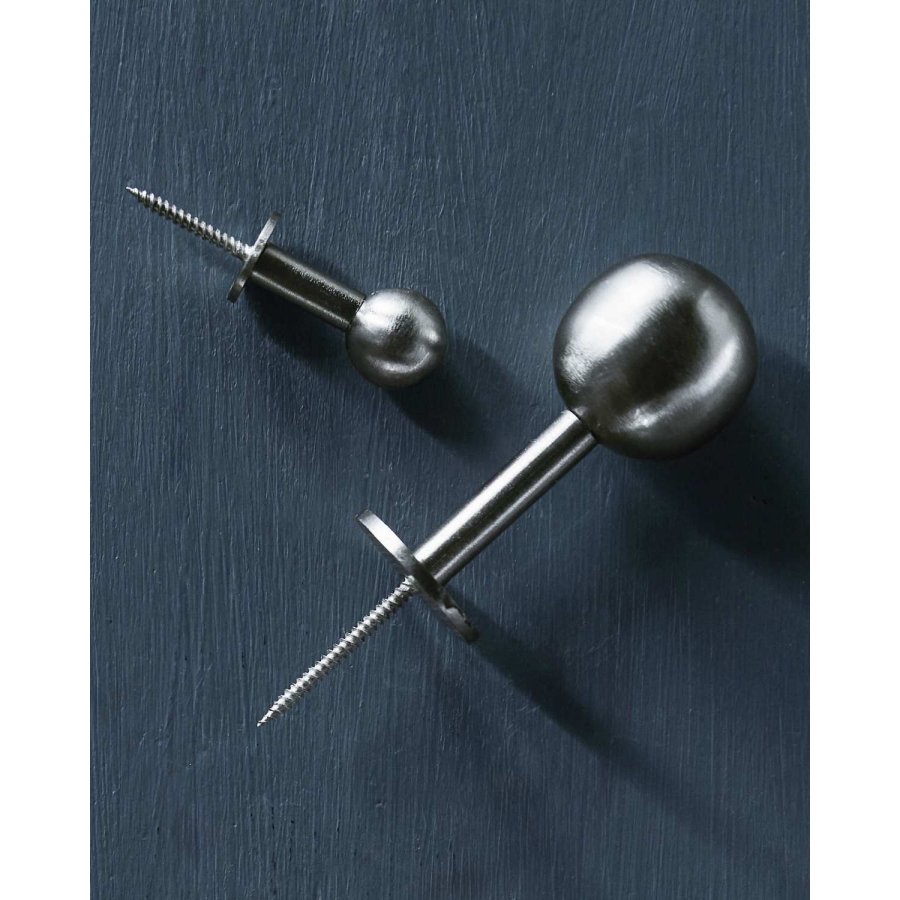 House Doctor Ball Kleiderhaken 2er Set �2 cm, Silberfarbenes Finish