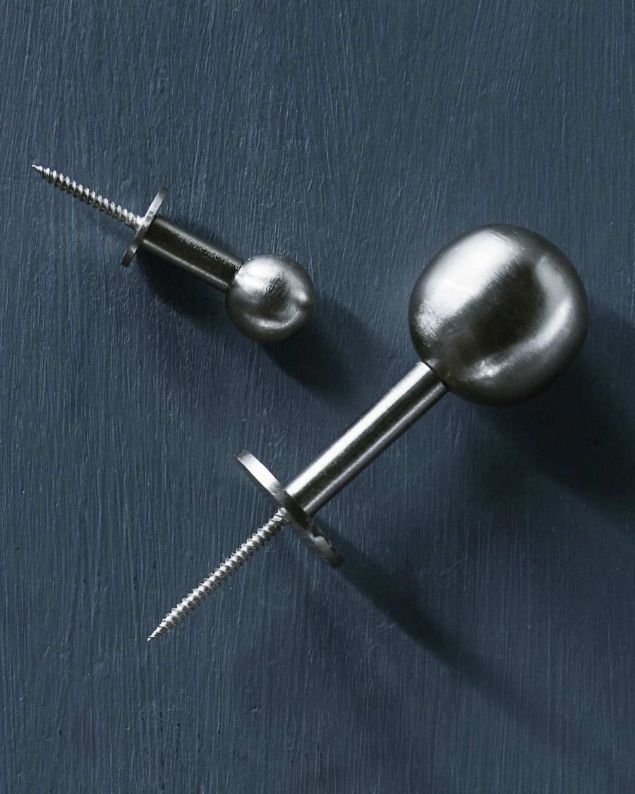 House Doctor Ball Kleiderhaken 2er Set �2 cm, Silberfarbenes Finish