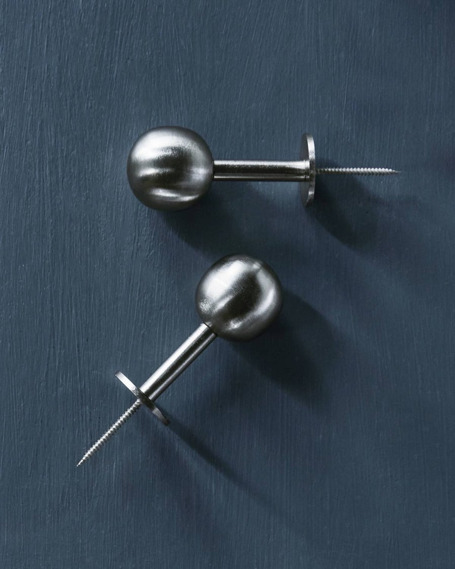 House Doctor Ball Kleiderhaken 2er Set �4 cm, Silberfarbenes Finish