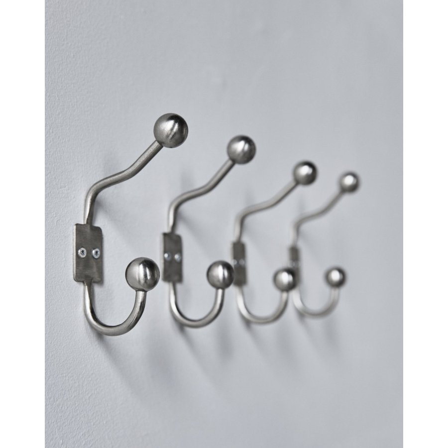 House Doctor Ball Kleiderhaken 2er Set 13 cm, Silberfarbenes Finish