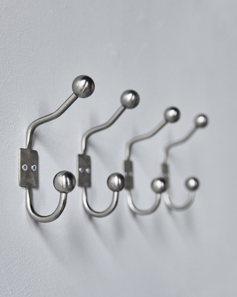 House Doctor Ball Kleiderhaken 2er Set 13 cm, Silberfarbenes Finish