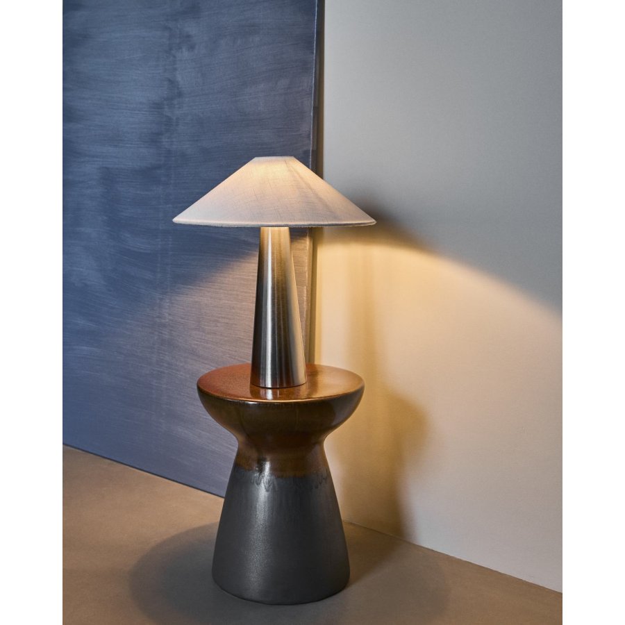 House Doctor Soffi Bordlampe H48 cm, B�rstet S�lvfinish/Off-white