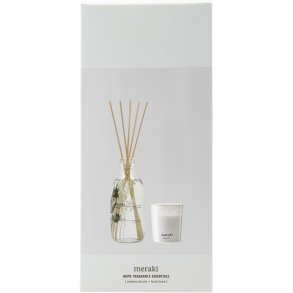 Meraki Gave�ske m. Duftpinde og Duftlys, Verbena Drizzle/Fresh Linen
