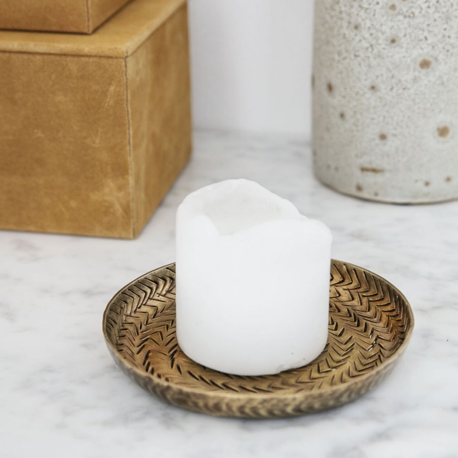 House Doctor Rattan Tablett �12 cm, Messing-Finish