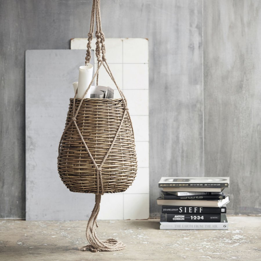 House Doctor Urtepotte Wowen 45 cm, Metal Rattan Jute