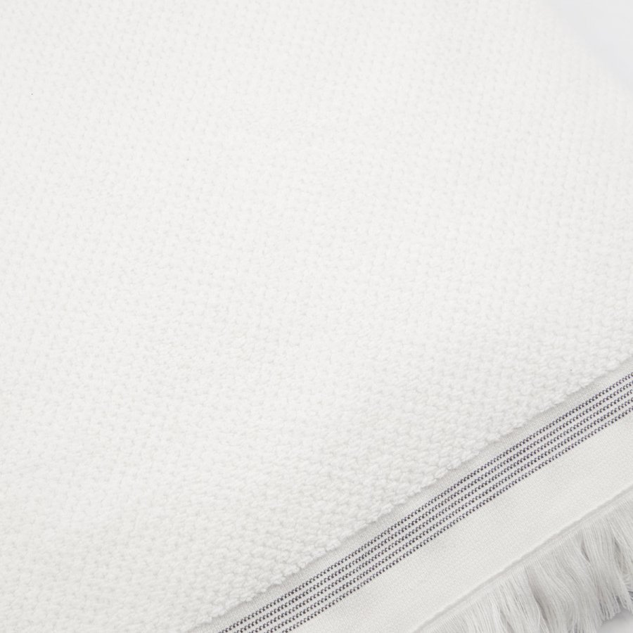 Meraki Hndklde 100x180 cm, Hvid m. Gr Striber