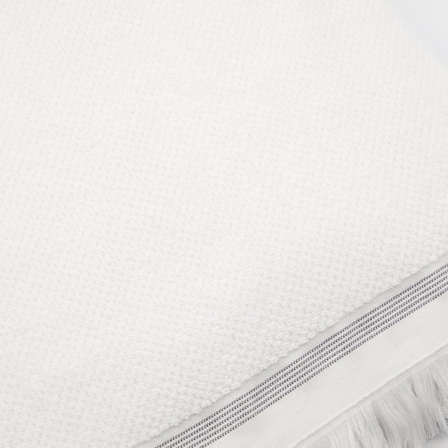 Meraki Hndklde 100x180 cm, Hvid m. Gr Striber