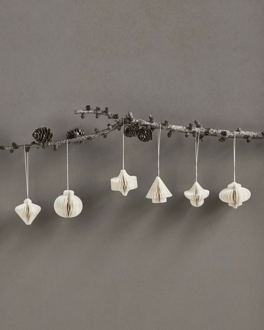 House Doctor Comb Ornament 6er Set, Wei