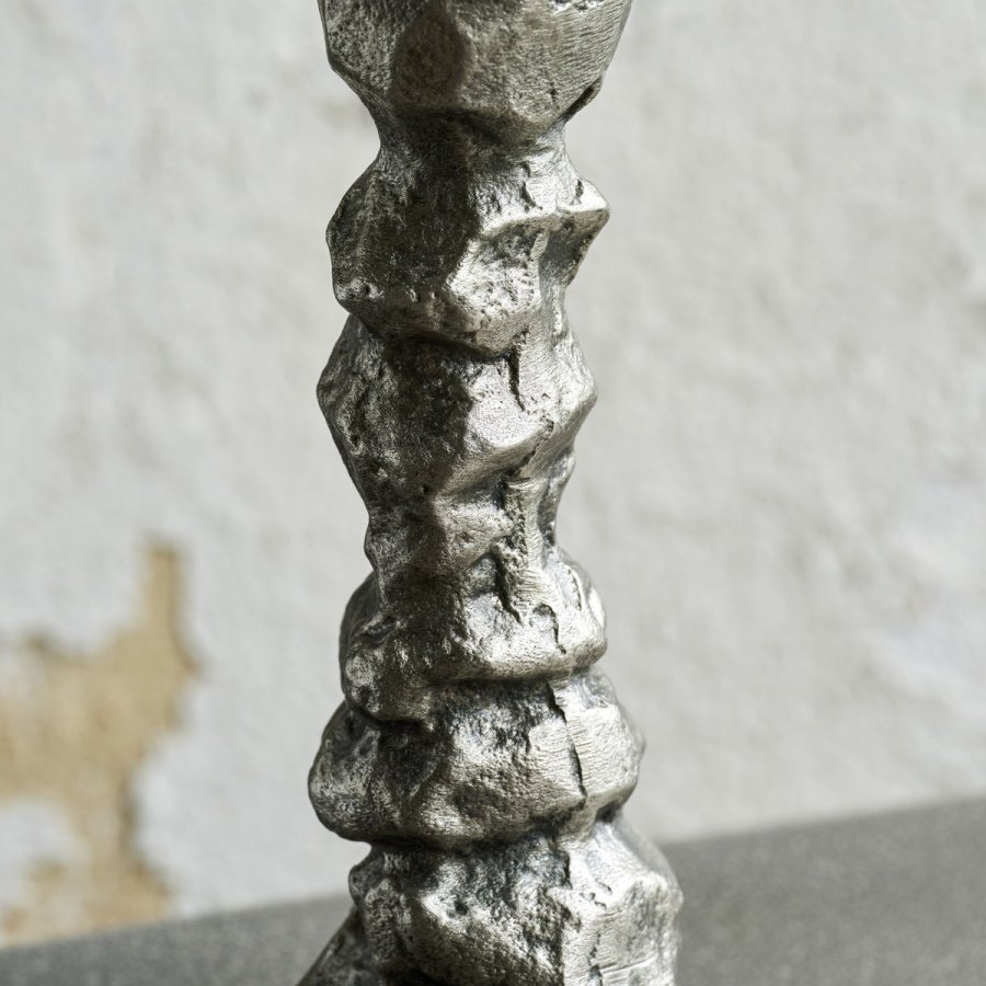 House Doctor Raku Kerzenständer H20 cm, Antik Silber