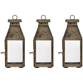 House Doctor Tilka Hurricane Lanterne 3er Set H17,5 cm, Antikmessing-finish