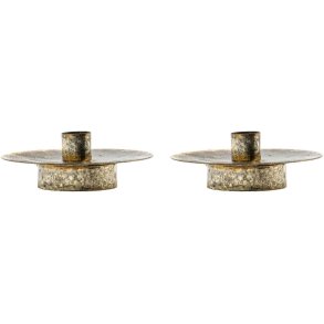 House Doctor Simb Kerzenhalter 2er Set H4 cm, Antik-Metallic