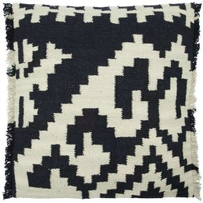 House Doctor Welu Kissenbezug 50x50 cm, Schwarz/Gebrochenes Wei