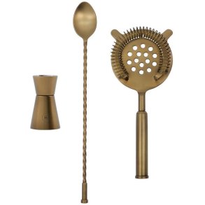 House Doctor Baar Cocktail-Set 3er Set, Antikmessing-finish